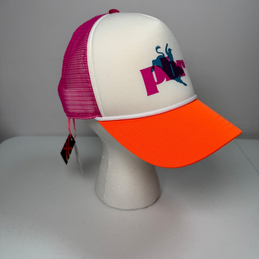 Lusso PBR Alma-Neon PInk Adjustable Strap Trucker Hat NWT READ